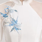 Beth and Brian Qipao-XDY Butterfly mesh fabric, floor length A-Line Cheongsam