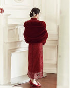 Beth and Brian Qipao-XL Spring collection, wedding long Qipao with elbow Sleeves