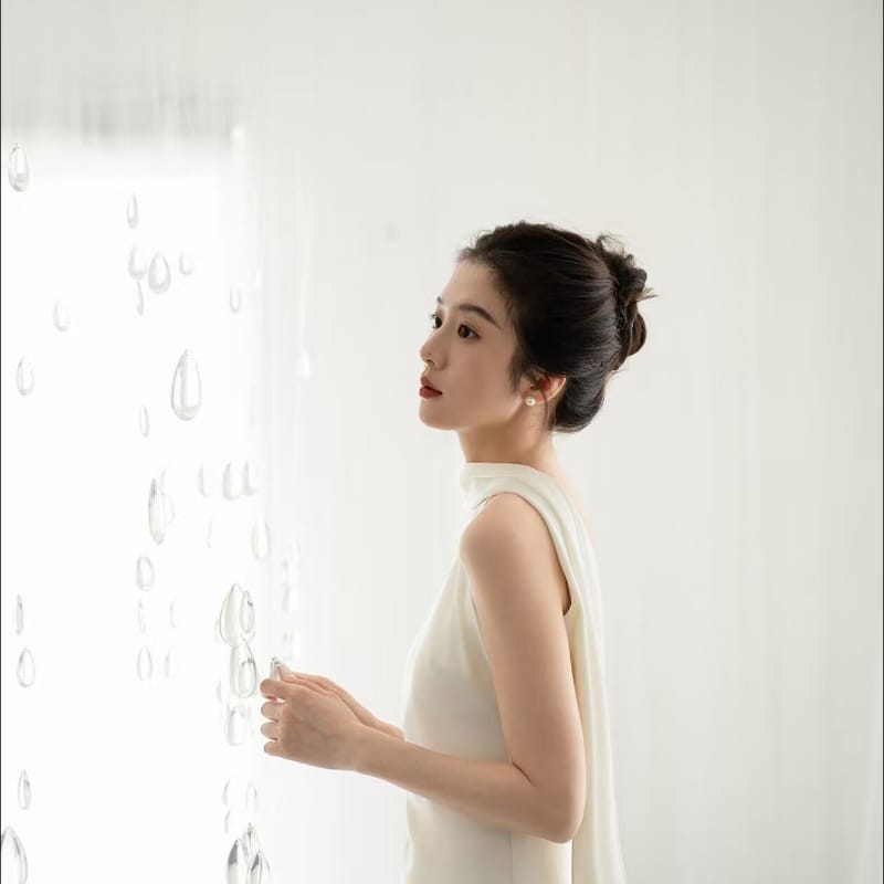 Beth and Brian Qipao-EC Bride Engagement Morning Robe, White Long Cheongsam