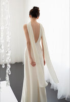 Beth and Brian Qipao-EC Bride Engagement Morning Robe, White Long Cheongsam