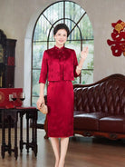 Beth and Brian Qipao-QZYF Floral pattern, acetate satin fabric, high-end midi Cheongsam set