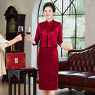 Beth and Brian Qipao-QZYF Floral pattern, acetate satin fabric, high-end midi Cheongsam set