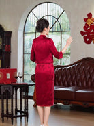 Beth and Brian Qipao-QZYF Floral pattern, acetate satin fabric, high-end midi Cheongsam set