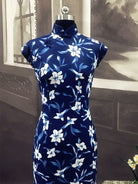 Beth and Brian Qipao - TZY Ms.Tang wei inspired floral pattern, artificial silk chiffon, long Cheongsam