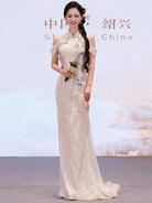 Beth and Brian Qipao-QLYY Sequin Hostess Performance Cheongsam