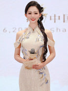 Beth and Brian Qipao-QLYY Sequin Hostess Performance Cheongsam