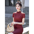 Beth and Brian Qipao-HLQ Summer collection, Bow Print Red Mini Cheongsam
