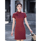 Beth and Brian Qipao-HLQ Summer collection, Bow Print Red Mini Cheongsam