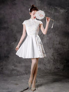 Beth and Brian Qipao-ZYX Floral pattern, A line, prom short Cheongsam