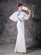 Beth and Brian Qipao-ZYX High-end Performance Dress, Mermaid Cheongsam with Sheer Overlay
