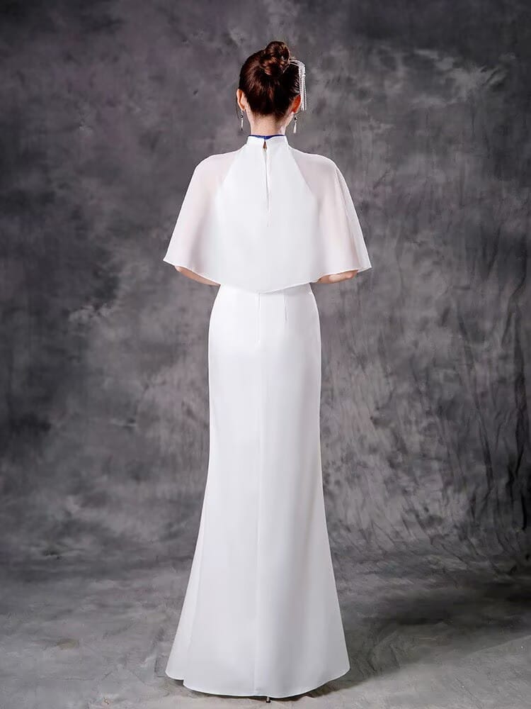 Beth and Brian Qipao-ZYX High-end Performance Dress, Mermaid Cheongsam with Sheer Overlay