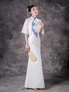 Beth and Brian Qipao-ZYX High-end Performance Dress, Mermaid Cheongsam with Sheer Overlay