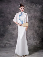 Beth and Brian Qipao-ZYX High-end Performance Dress, Mermaid Cheongsam with Sheer Overlay