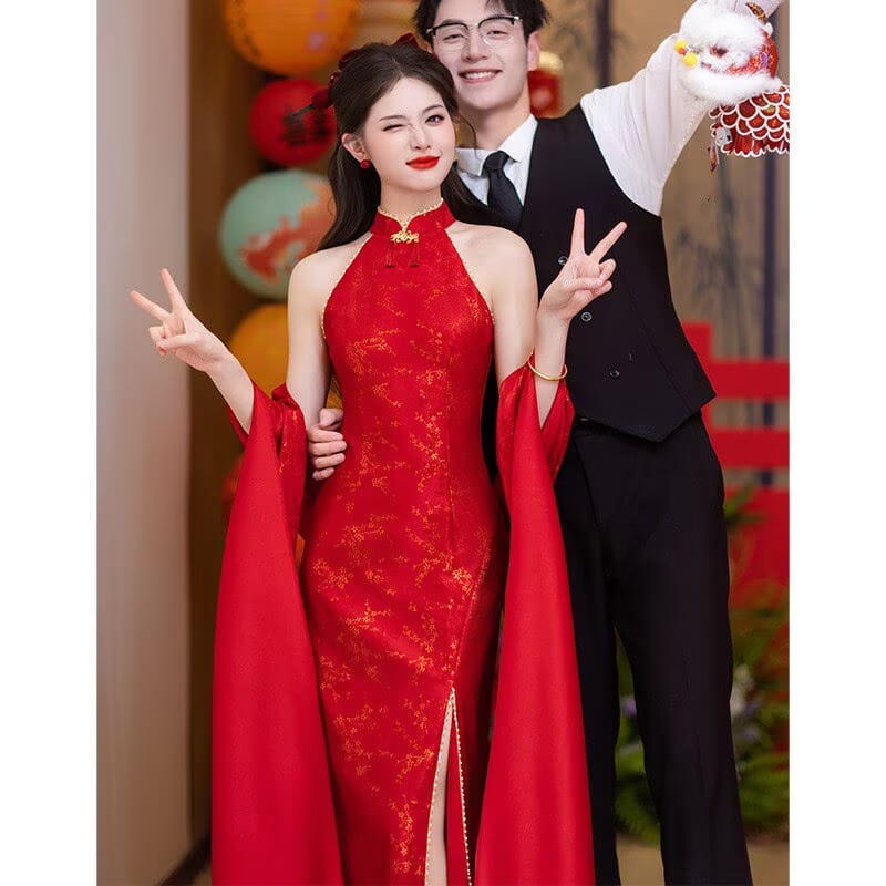 Beth and Brian Qipao - MC Bridal Chinese Style, Halter Wedding Cheongsam Set