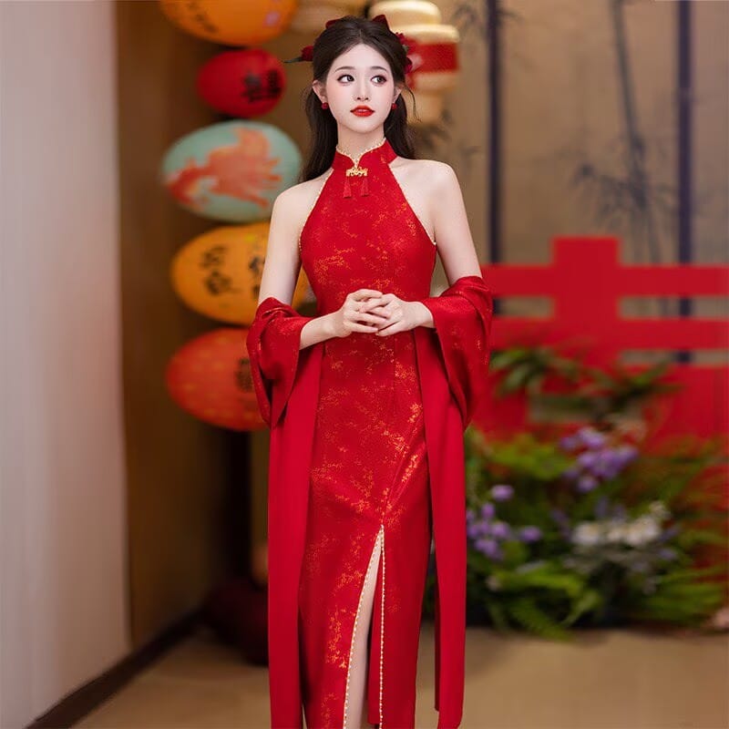 Beth and Brian Qipao - MC Bridal Chinese Style, Halter Wedding Cheongsam Set