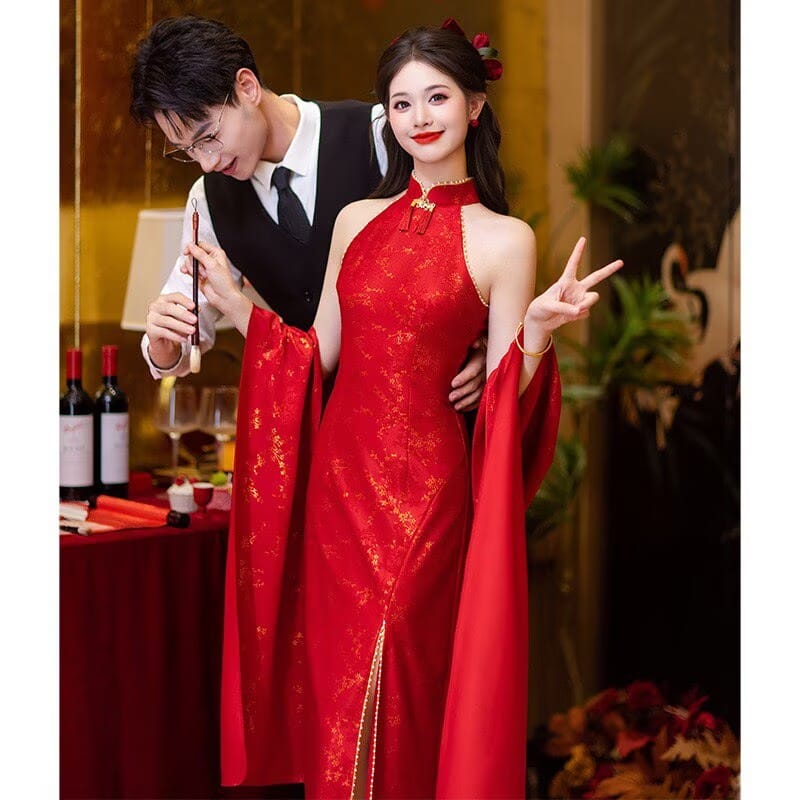 Beth and Brian Qipao - MC Bridal Chinese Style, Halter Wedding Cheongsam Set