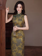 Beth and Brian Qipao-MYJ Retro style, floral yellow midi Cheongsam