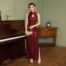 Beth and Brian Qipao-Exclusivedesigner Exclusive designer collection, blue sequins long Qipao