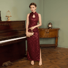 Beth and Brian Qipao-Exclusivedesigner Exclusive designer collection, blue sequins long Qipao