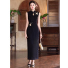 Beth and Brian Qipao-LSB Butterfly embroidery, water drop collar, sleeveless long Cheongsam