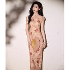 Beth and Brian Qipao-LSB Blue and white porcelain pattern, mesh long Cheongsam