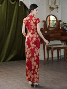 Beth and Brian Qipao-XLY Cap Sleeves, floral pattern, wedding long Cheongsam