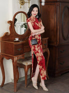 Beth and Brian Qipao-XLY Cap Sleeves, floral pattern, wedding long Cheongsam