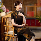 Beth and Brian Qipao-TQX Floral pattern, acetate satin fabric, high-end long Cheongsam