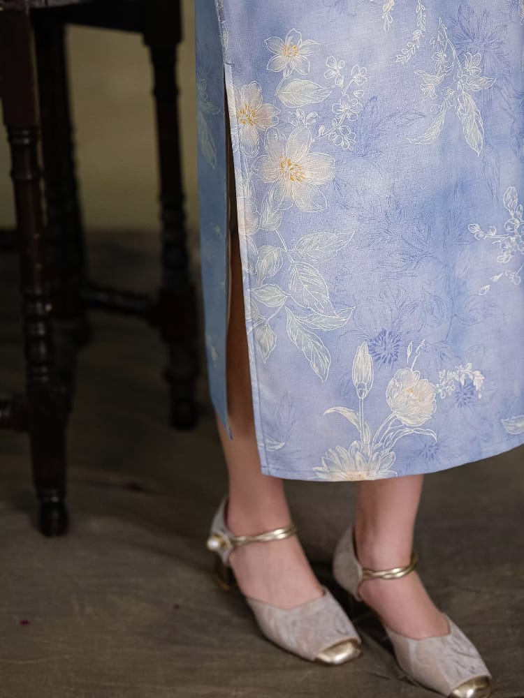 Beth and Brian Qipao-LSB Summer collection, ramie retro long Cheongsam