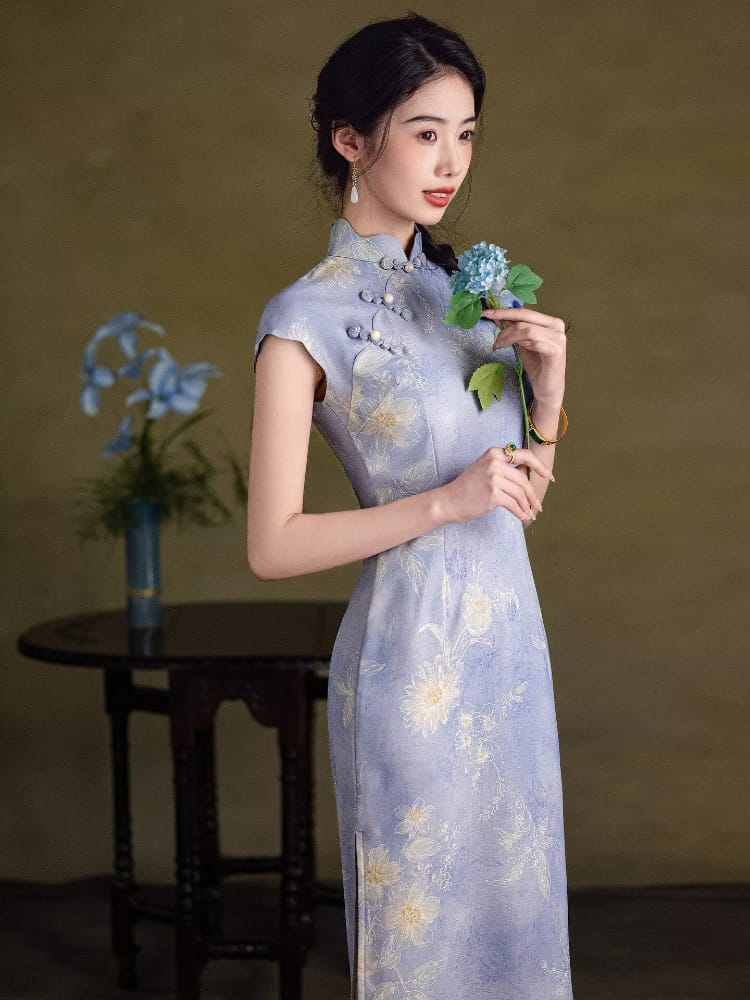 Beth and Brian Qipao-LSB Summer collection, ramie retro long Cheongsam
