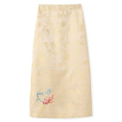 Beth and Brian Qipao-JZSZ Round Neck, Koi Fish pattern, Frog Button, Gold Satin Qipao Set