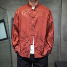 Beth and Brian Qipao-QX Men's Wave Pattern Frog Button Tang Suit Shirt