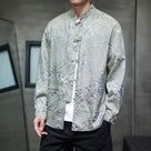 Beth and Brian Qipao-QX Men's Wave Pattern Frog Button Tang Suit Shirt