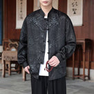 Beth and Brian Qipao-QX Men's Wave Pattern Frog Button Tang Suit Shirt