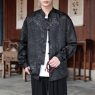 Beth and Brian Qipao-QX Men's Wave Pattern Frog Button Tang Suit Shirt