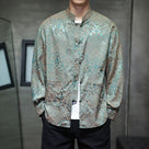 Beth and Brian Qipao-QX Men's Wave Pattern Frog Button Tang Suit Shirt
