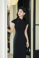Beth and Brian Qipao-TX Polka Dot Pattern, Retro Literary Mid-length Cheongsam