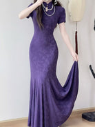 Beth and Brian Qipao-LSB Cotton fabric, butterfly mermaid long Cheongsam