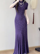 Beth and Brian Qipao-LSB Cotton fabric, butterfly mermaid long Cheongsam