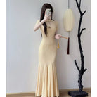 Beth and Brian Qipao-LSB Cotton fabric, butterfly mermaid long Cheongsam