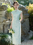 Beth and Brian Qipao-LSB Floral Pattern, Green midi Cheongsam