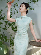 Beth and Brian Qipao-LSB Floral Pattern, Green midi Cheongsam