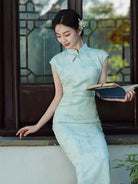 Beth and Brian Qipao-LSB Floral Pattern, Green midi Cheongsam
