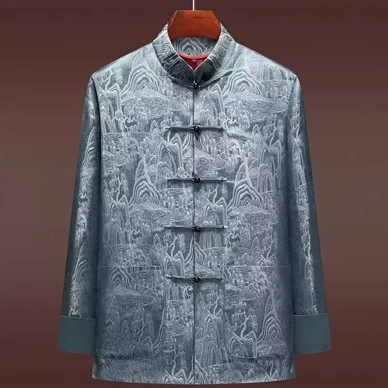 Beth and Brian Qipao-YK Elegant Chinese ancient landscape painting brocade Chinese Tang Suit Jacket