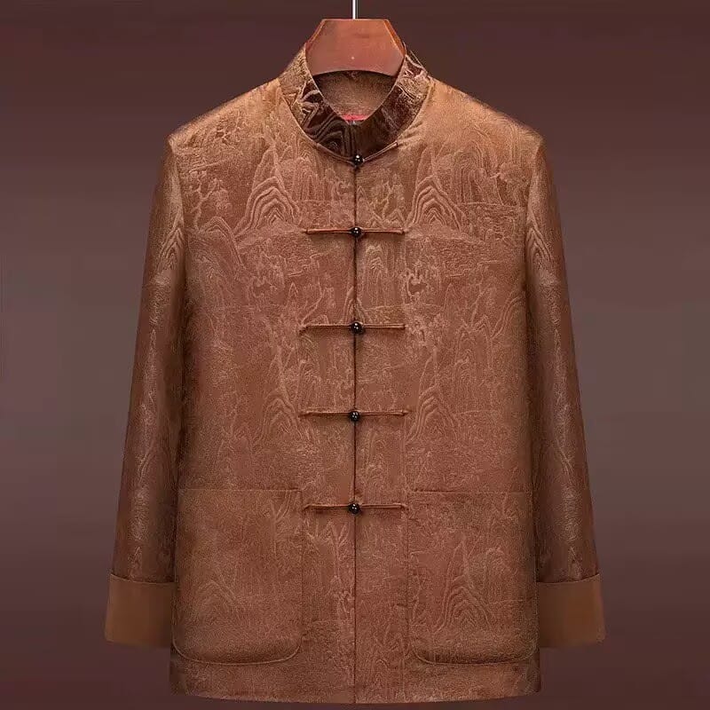 Beth and Brian Qipao-YK Elegant Chinese ancient landscape painting brocade Chinese Tang Suit Jacket