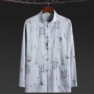 Beth and Brian Qipao-HZ Calligraphy Bamboo Print Outfit Men's Chinese Tang Suit Set