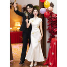 Beth and Brian Qipao-MX Butterfly embroidery, mermaid champagne long Cheongsam