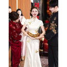 Beth and Brian Qipao-MX Butterfly embroidery, mermaid champagne long Cheongsam