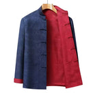 Beth and Brian Qipao-KP Reversible Chinese Tang Suit Jacket, Double-Sided Sea Wave Mandarin Collar Coat for Dad
