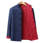 Beth and Brian Qipao-KP Reversible Chinese Tang Suit Jacket, Double-Sided Sea Wave Mandarin Collar Coat for Dad
